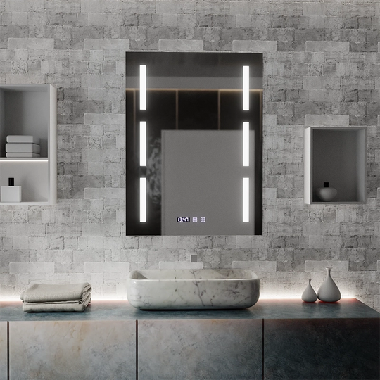 Огледало LED Touch Erich S86/60X80 Система против запотяване, часовник и температура 60x80 cm