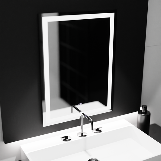 Правоъгълно светодиодно огледало, 60x80см, рамкова основно докосване