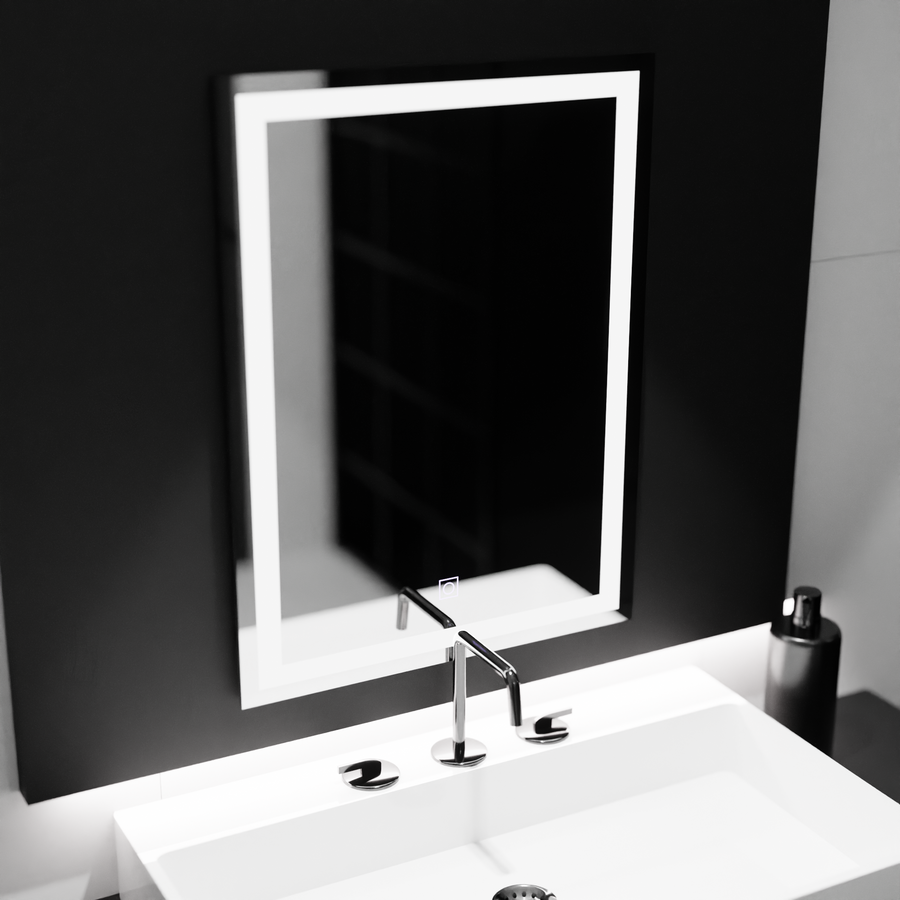 Правоъгълно светодиодно огледало, 60x80см, рамкова основно докосване