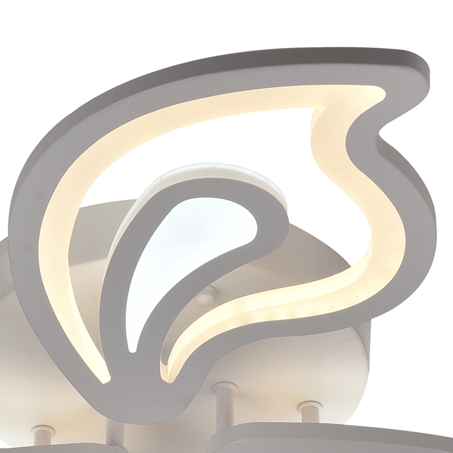 LED полилей с 96W славно дистанционно управление, 5 венчелистчета, студена/гореща/неутрална светлина, нестабилна, бяла