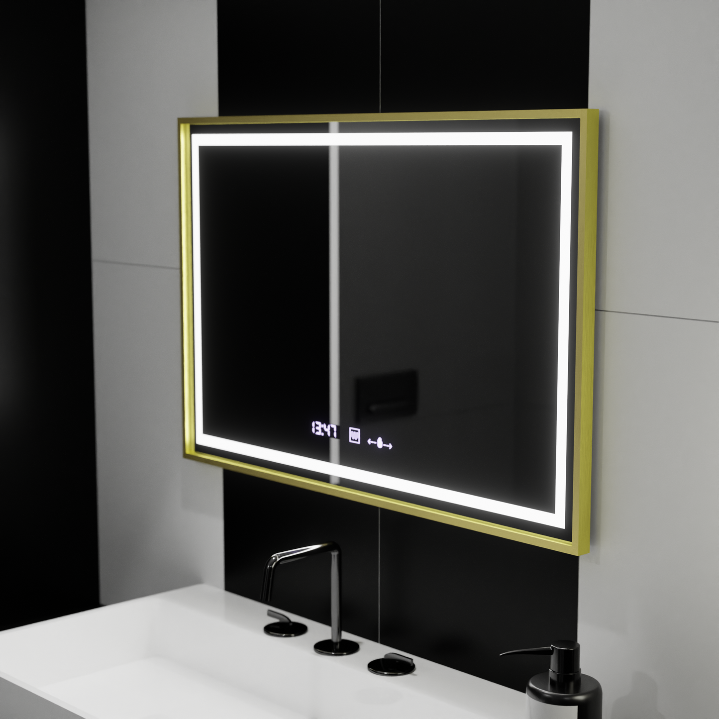 Огледално светодиодно правоъгълно 120x80cm Specchio Motionglow Marcello Clock System & Dimable Thermometer