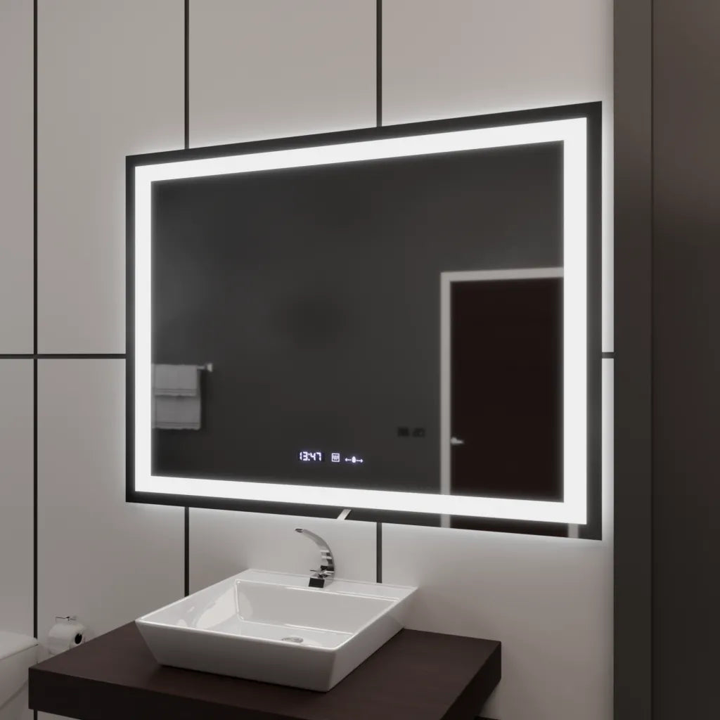 Огледално светодиодно правоъгълно 120x80cm Vérité motionglow marcello, система за деактивиране, термометър и часовник, засилване