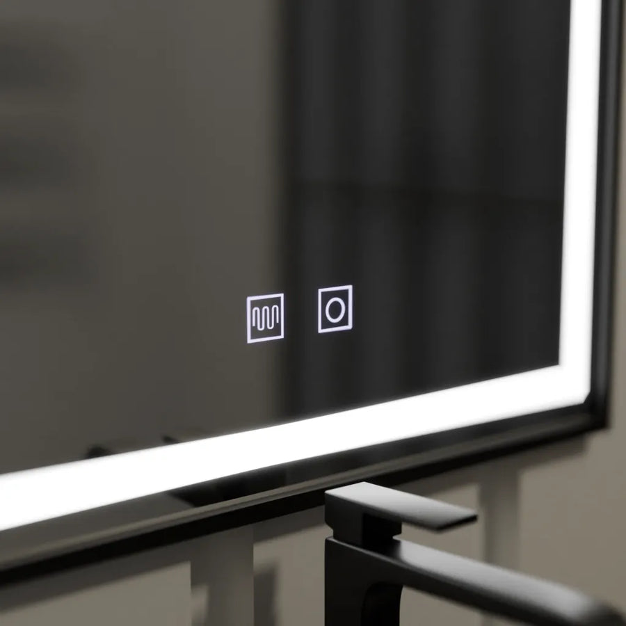 Огледало LED правоъгълна 60x90cm Edge Luminous Touch Defrition System, черна рамка