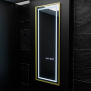 Правоъгълно светодиодно огледало, 45x140cm, радар на сензора Elena Marcello, Desbriation System, Clock & Thermomet