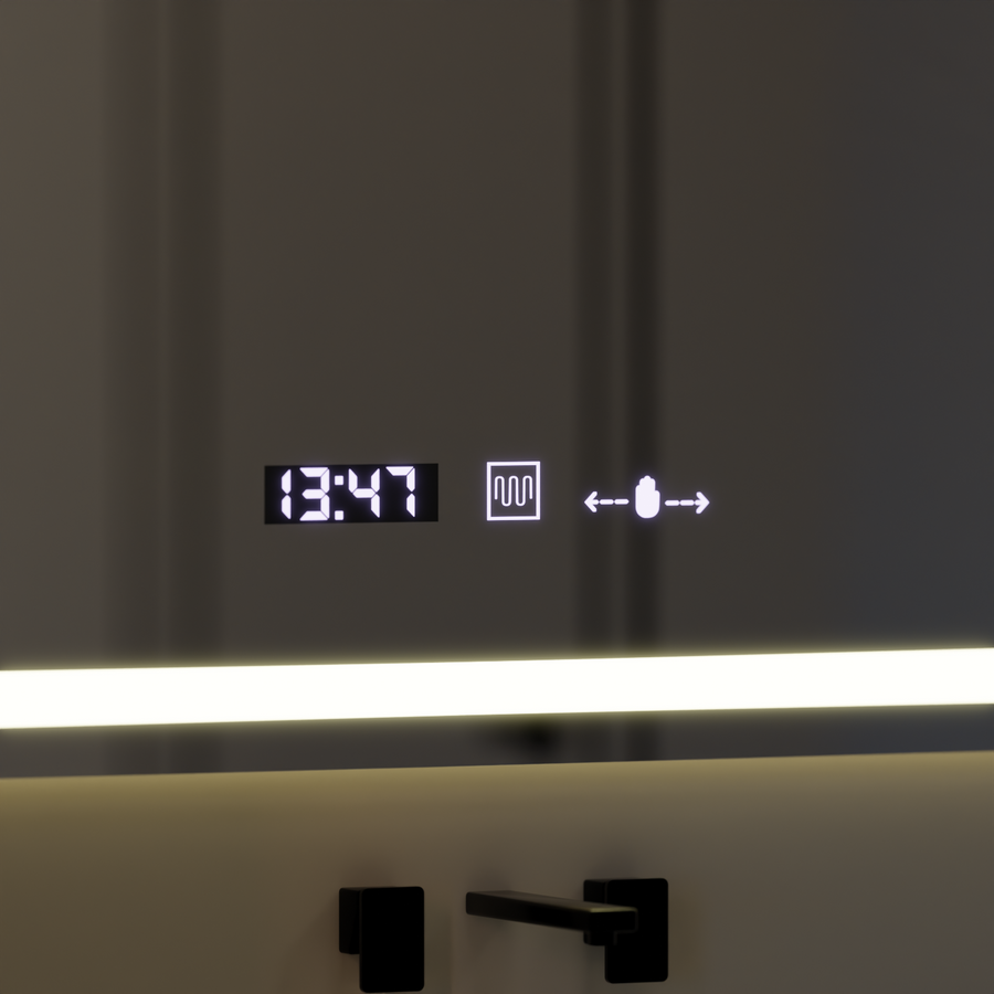 Огледално светодиодно правоъгълно 120x80cm Vérité Motionglow Marcello, система за деактивиране, часовник и термометър, недобросъвестно