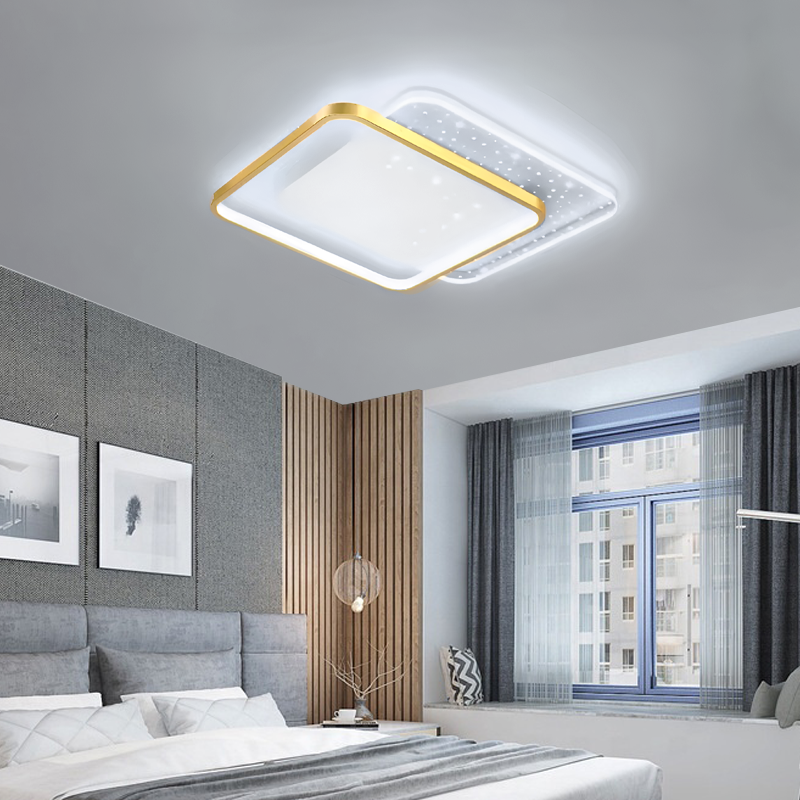 LED полилей с дистанционно управление Gildra 110W, 2 квадрата, студена/гореща/неутрална светлина, нестабилна, златиста