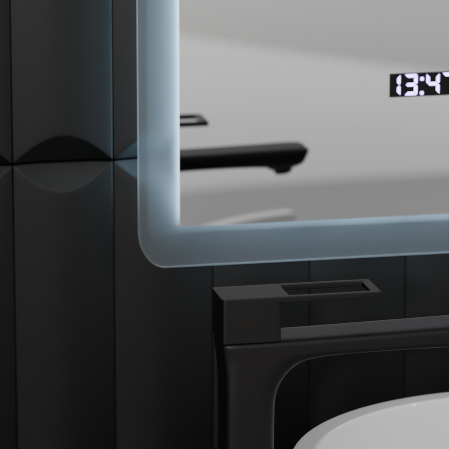 Правоъгълно светодиодно огледало, 50x70см, ZAMPA Sensor Motionglow Marcello, отдели за отделение, часовник и термометър, размирен