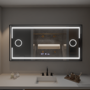 Правоъгълно светодиодно огледало, 120x80см, сензор за motionglow marcello, система за деактивиране, часовник и термометър, козметично увеличение