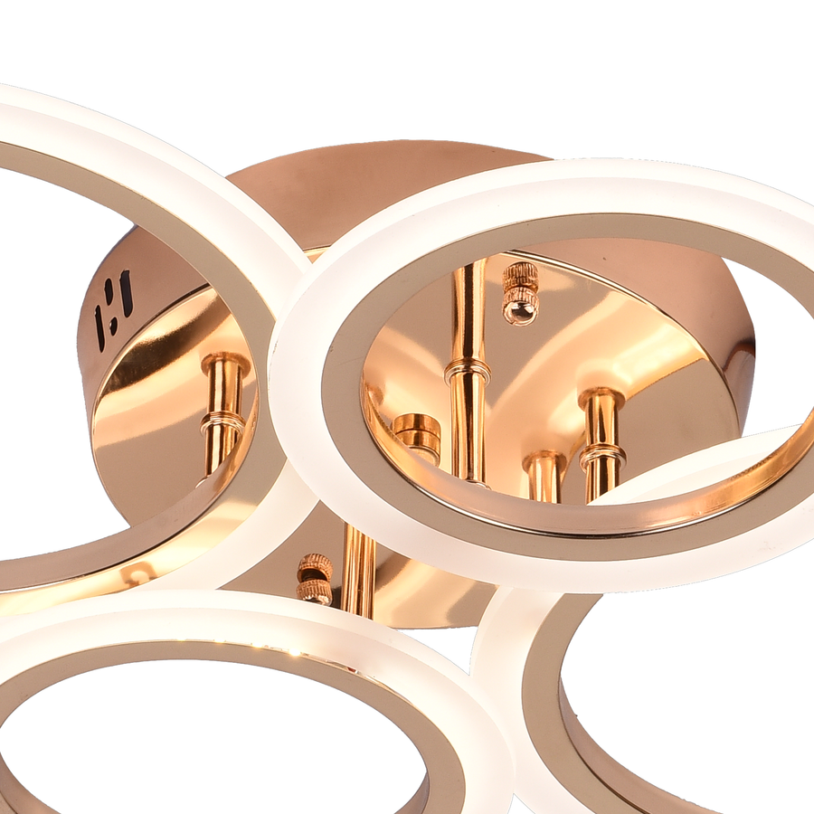 LED полилей с Betty 44W дистанционно управление, 4 кръга, студена/гореща/неутрална светлина, мазна, лъскаво злато