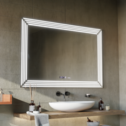 Правоъгълно светодиодно огледало, 60x80см, венец сензор Motionglow Marcello, система за размразяване, часовник и термометър, намаляващ се