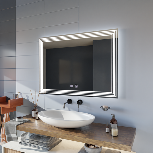 Правоъгълно LED огледало, деактивиране, 80x60cm, Adis Basic Touch