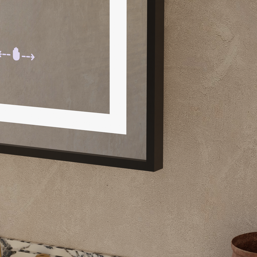 Правоъгълно светодиодно огледало, 60x80см, Verite Majeste Noir Motion Glow Marcello, система за размразяване, часовник и термометър, подразбиращ се