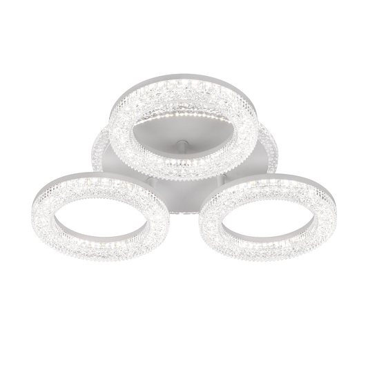LED LED Singrid с дистанционно управление, 50W, 3000K/4000K/6000K, маргаритка, бял, кристали, 3 кръга