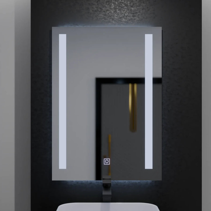 Правоъгълно светодиодно огледало, 50x70см, двойно светлинно основно докосване