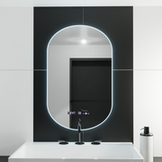 Овално светодиодно огледало, 50x80см, сензор Lucia Marcello, система за размразяване, часовник и термометър, подразбиращ се