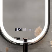 LED огледало Helmut Sensor De-fogging System, Clock and Temperature 50x90 cm Черна рамка Матирана Marcello Funghi