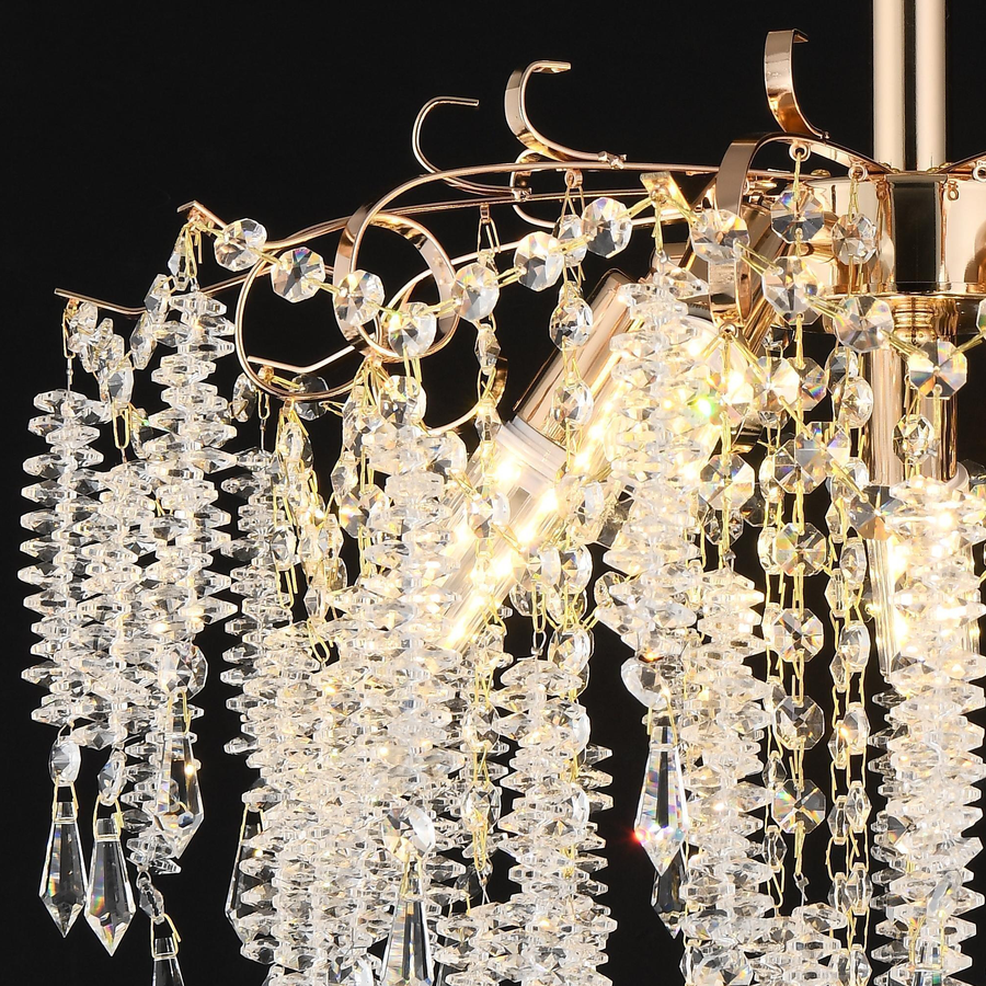 Кристален полилей Fiamma, 6x E14, диаметър 45 cm, злато