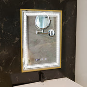 Огледален LED Touch Touch Bruno Заместник отдел, часовник и температура 60x80 cm Сребърна рамка за четка