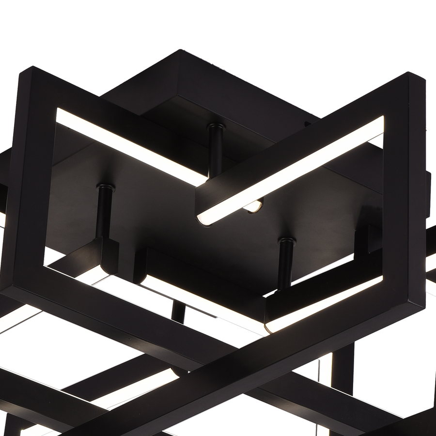 LED полилей с дистанционно управление 98W, 4 Елемента, Студена/Топла/Неутрална светлина, Димируем, Черен