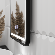 Огледало LED правоъгълна 90x75cm Edge Luminous Touch Defrition System, черна рамка