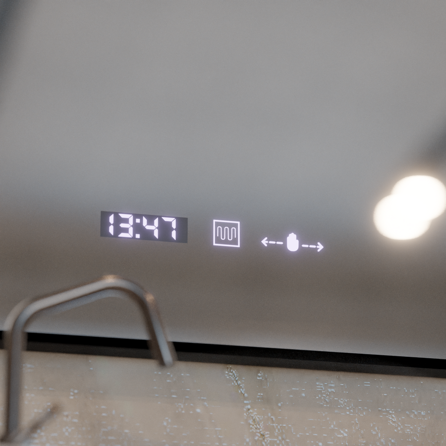 LED огледален сензор Motionglow Francesca 80x60 cm Студена светлина/студена неутрална рама черна четка система размразява термометър часовник marcello funghi