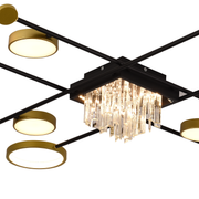 LED полилей с дистанционно управление и Crystal Guida 46W, 8 елемента, студена/гореща/неутрална светлина, нестабилна, златисто черно