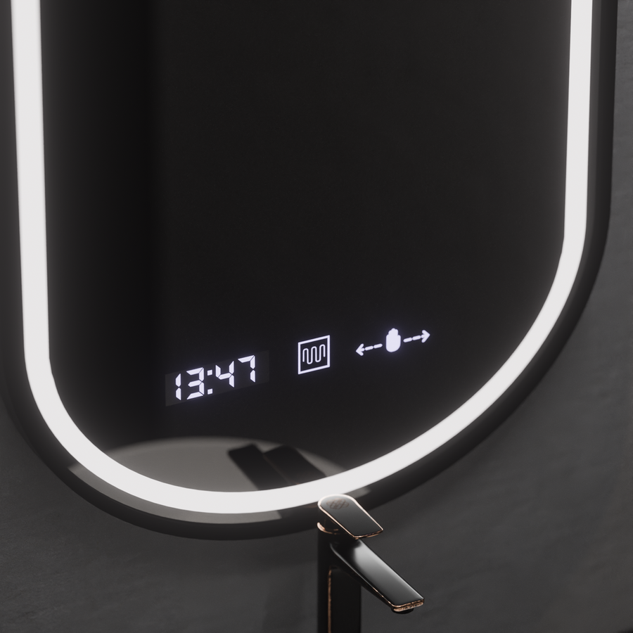 Овално LED огледало, 50x80cm, Alessia motionglow Marcello, заместник -система, часовник и термометър, подразбиращ се