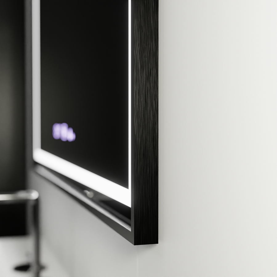 Правоъгълно светодиодно огледало, 100x80см, verite majes noir motionglow marcello, система за размразяване, часовник и термометър, подразбиращ се