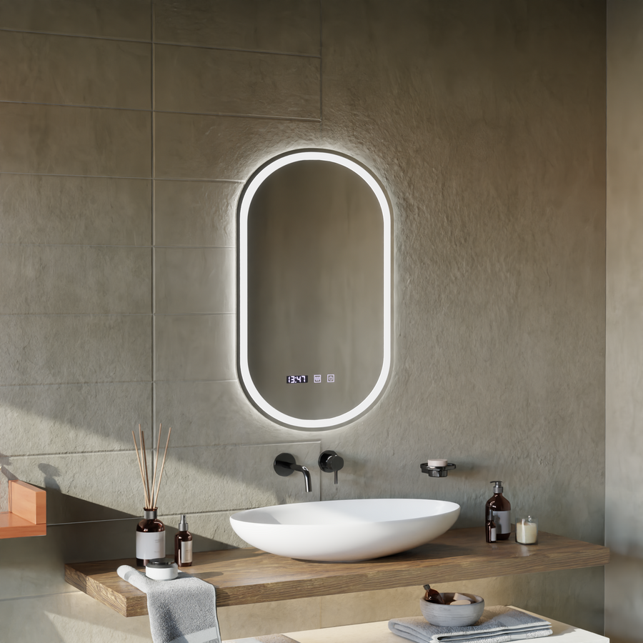 ONIRA LED Touch Mirror система против запотяване, часовник и температура 50x80 см