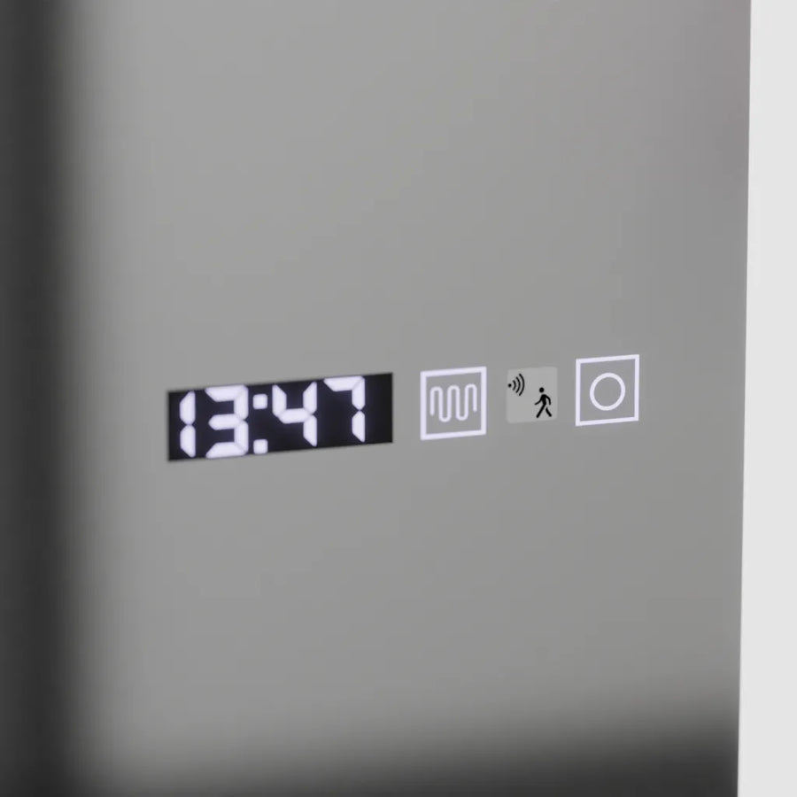 Правоъгълно светодиодно огледало, 45x140cm, радар на сензора Elena Marcello, Desbriation System, Clock & Thermomet