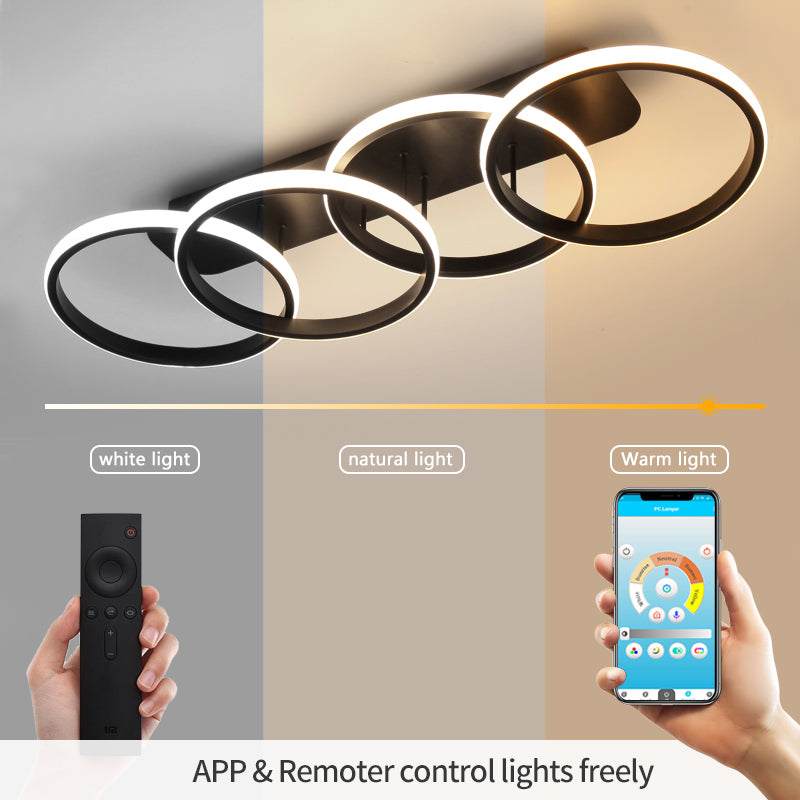 LED LED Elio 24W, 4 кръга, линеен, студен/горещ/неутрален, черен