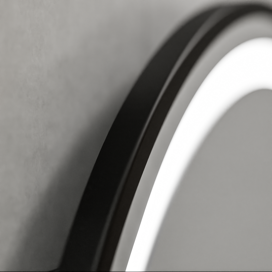Кръгло LED огледало, 80 см, Celeste Majesté Noir Motionglow Marcello, система за размразяване, часовник и термометър, подразбиращ се