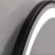 Кръгло LED огледало, 60 см, Celeste Majesti Noir Eleve Motionglow Marcello, система за дефиниция, часовник и термометър, размирен