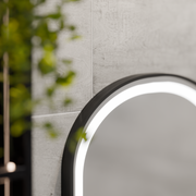 LED огледало Helmut Sensor De-fogging System, Clock and Temperature 50x90 cm Черна рамка Матирана Marcello Funghi