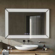 Правоъгълно светодиодно огледало, 60x80см, венец сензор Motionglow Marcello, система за размразяване, часовник и термометър, намаляващ се