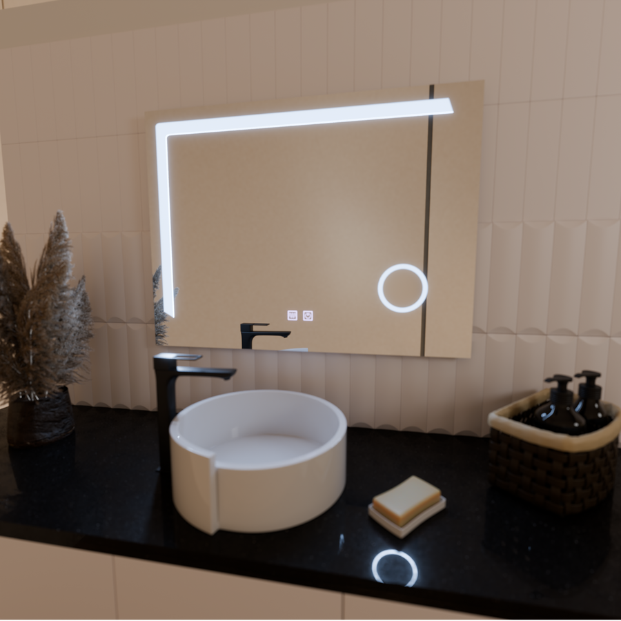 Правоъгълно LED огледало, 80x60 см, Linea Touch, система против запотяване, димиране