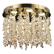 Кристален LED полилей LLC213/550GD кръгъл, 30W, студена/топла/неутрална светлина, кристали, блестящо злато