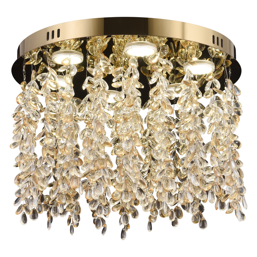 Кристален LED полилей LLC213/550GD кръгъл, 30W, студена/топла/неутрална светлина, кристали, блестящо злато