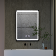 Правоъгълно LED огледало, 50x70cm, Taglio Touch, система за размразяване, черна рама