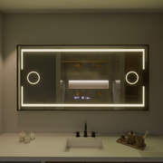 Правоъгълно светодиодно огледало, 120x80см, сензор за motionglow marcello, система за деактивиране, часовник и термометър, козметично увеличение