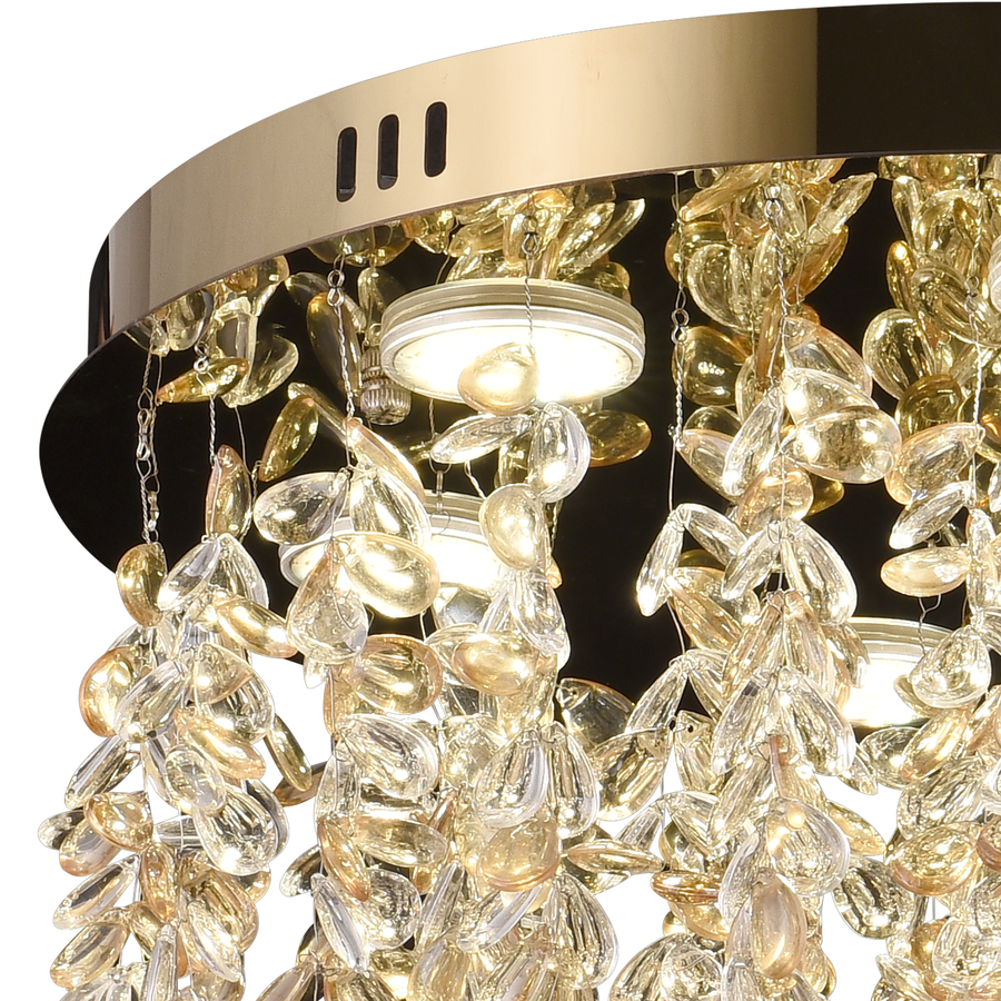 Кристален LED полилей LLC213/400GD кръгъл, 22W, студена/топла/неутрална светлина, кристал, злато