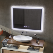 Правоъгълно светодиодно огледало 50x70cm Zampa Sensor Motionglow Marcello Clock Defrition System & Dimable термометър