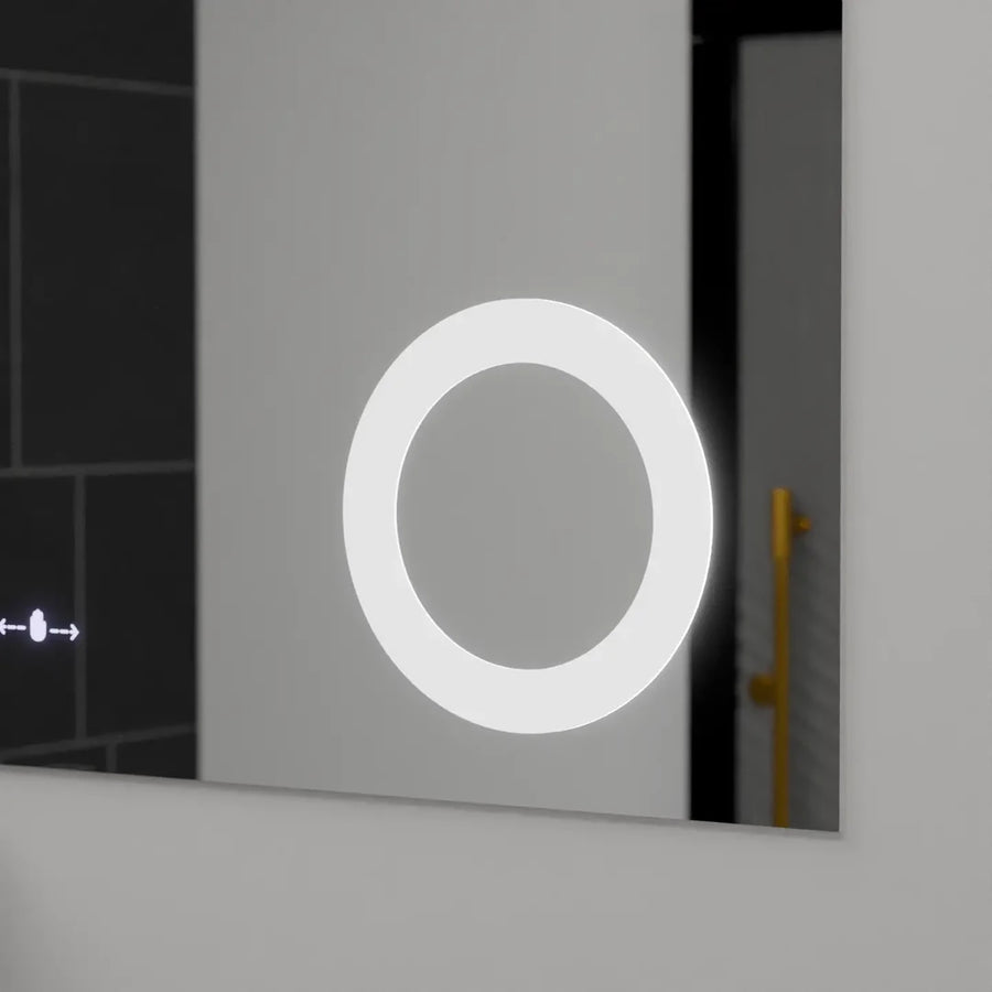 Правоъгълно светодиодно огледало, 80x60см, абсолютно motionglow marcello, система за размразяване, часовник и термометър, козметичен луп