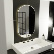 Овално светодиодно огледало, 50x80см, сензор Lucia Marcello, система за размразяване, часовник и термометър, подразбиращ се