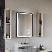 Огледално LED Touch Touch Ulrich Debrulation System, часовник и температура 60x80 cm Black Ramahed Cosmetics Lup