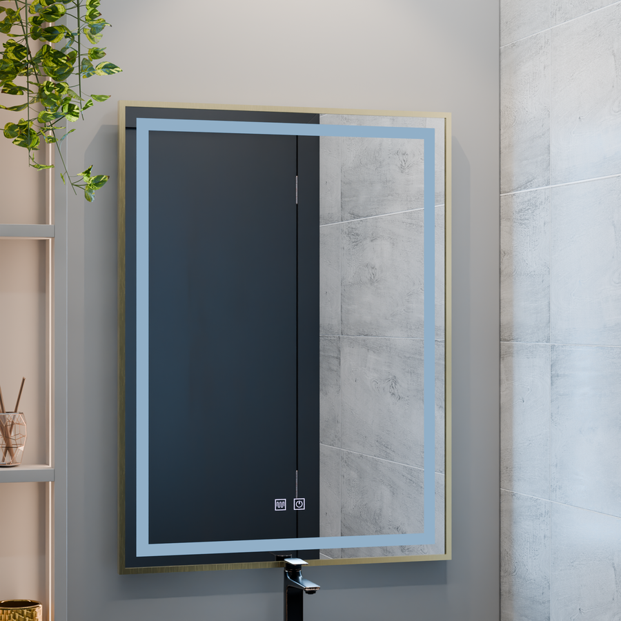 LED Touch Kalahiri Mirror, 80x60 cm, функция за размразяване, златна рамка за четка