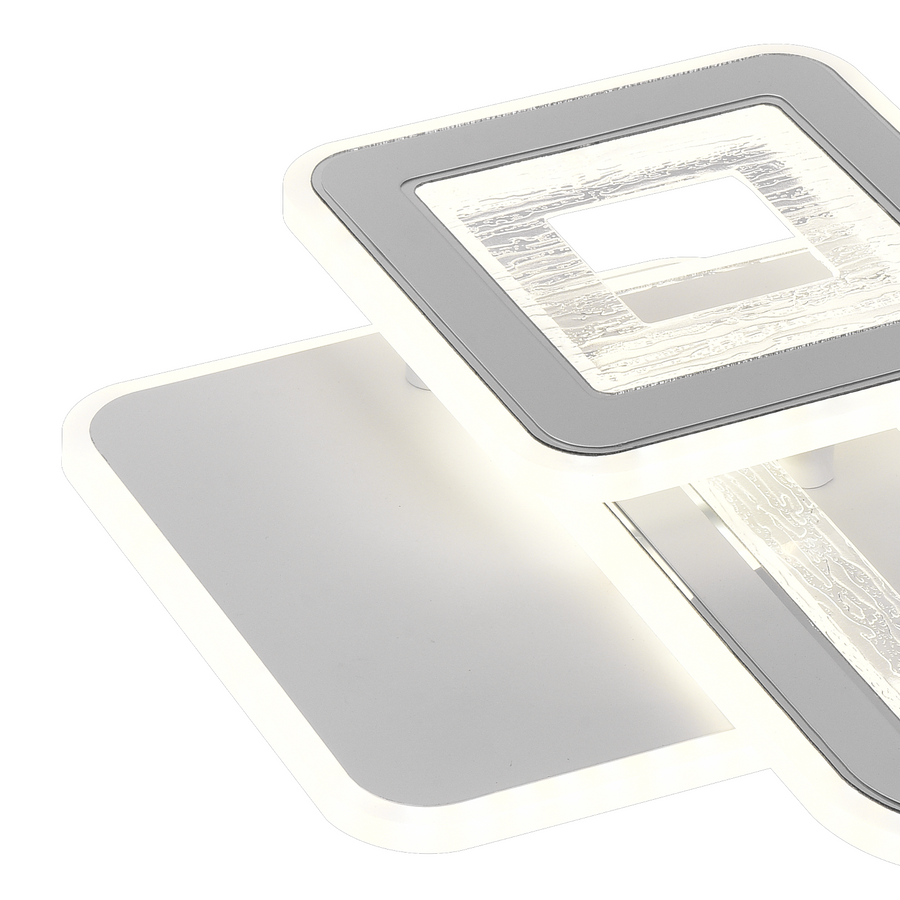 LED полилей SQUARE 53W, 3 квадрата, студена/топла/неутрална светлина, бял