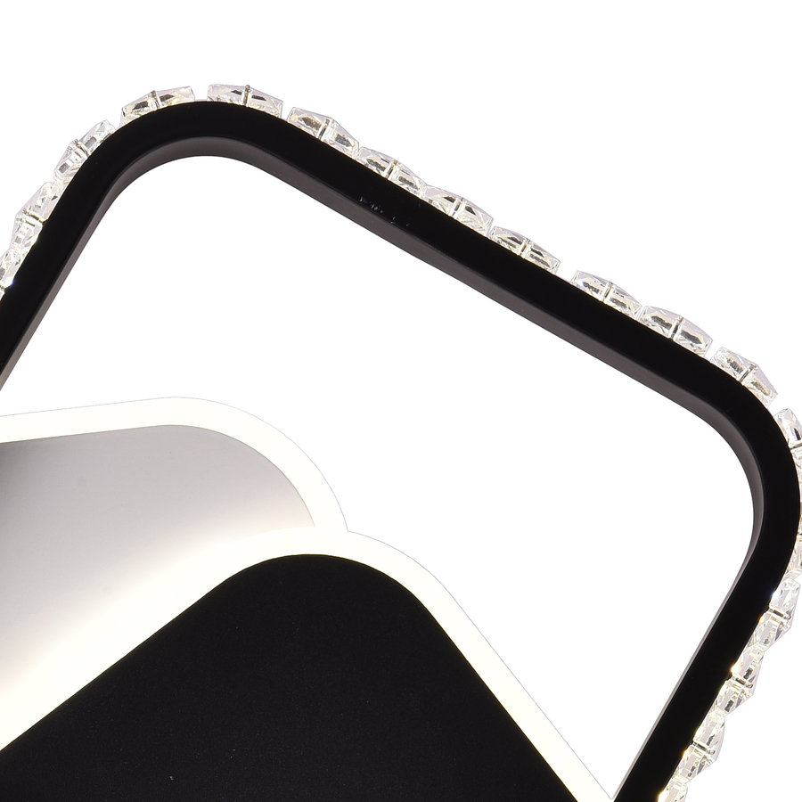 LED кристален полилей PRISMIQ 39W, 3 квадрата, Студена/Топла/Неутрална светлина, Черен