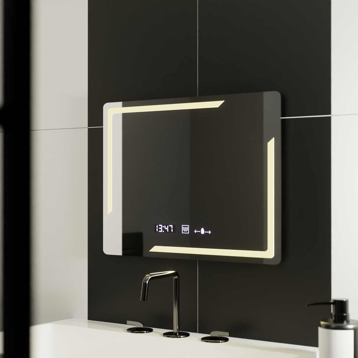 Огледало LED правоъгълен 80x60cm Rayonnement Motionglow Marcelow System Sistabiles & Daim Thermometer