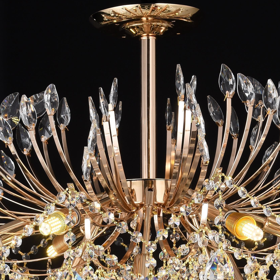 Кристален полилей Fiamma, 6x E14, диаметър 45 cm, злато